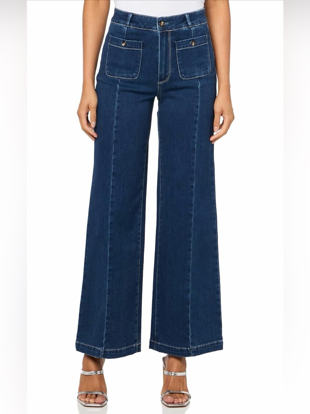 PAIGE Anessa Wide-Leg Patch Pocket Jeans
